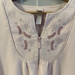 Womens S 4/6 Light Pale Pink House Coat Zip Nightgown Pjs Waffle Weave Grandma